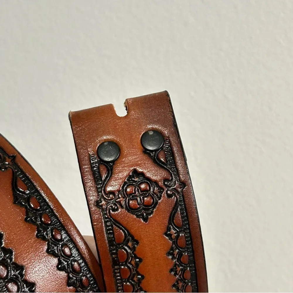 Top Grain Cowhide Brown Leather Belt 36 Western Rodeo Cowboy